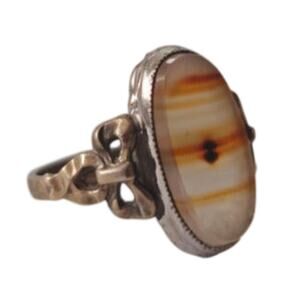 Vintage Clark Coombs 10K Sterling Montana Agate Jupiter Ring Size 6